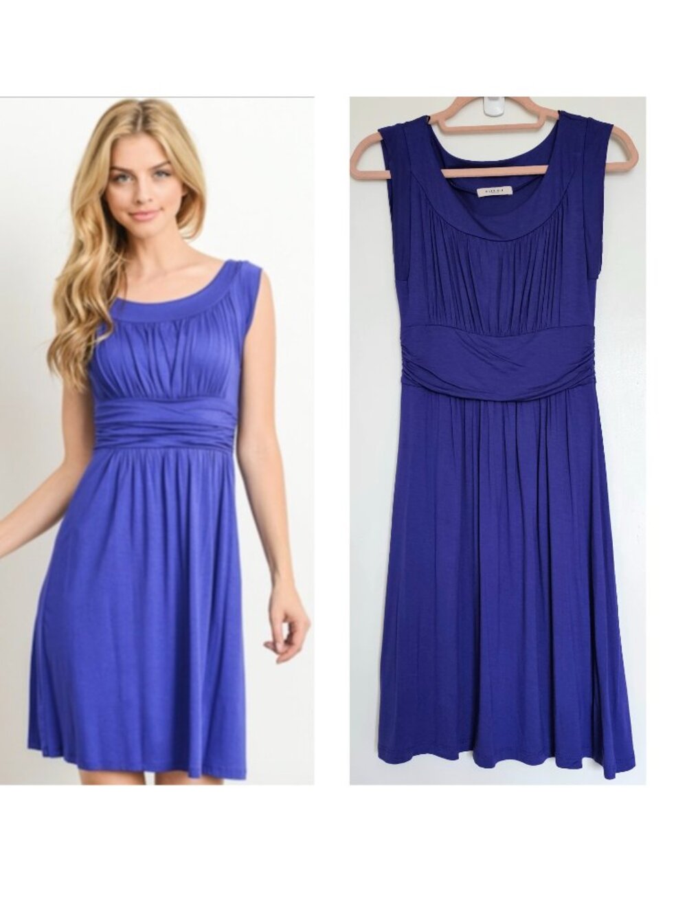 Gilli Kamile Sleeveless A-Line Grecian/Greek Style Dress Royal Blue/Soft Purple